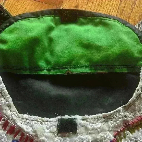 Patchwork Embroidered Hippie Boho Hobo Bag Crystal Beads Gypsy Crossbody Purse - Picture 6 of 9